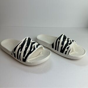 Crocs Zebra Animal Print Slide Sandals Classic Women’s Size 9 or Men's 7 Shoes